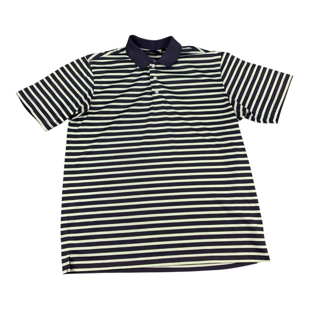 Walter Hagen Essentials Golf Polo Shirt, Green Striped, Men's Size Medium